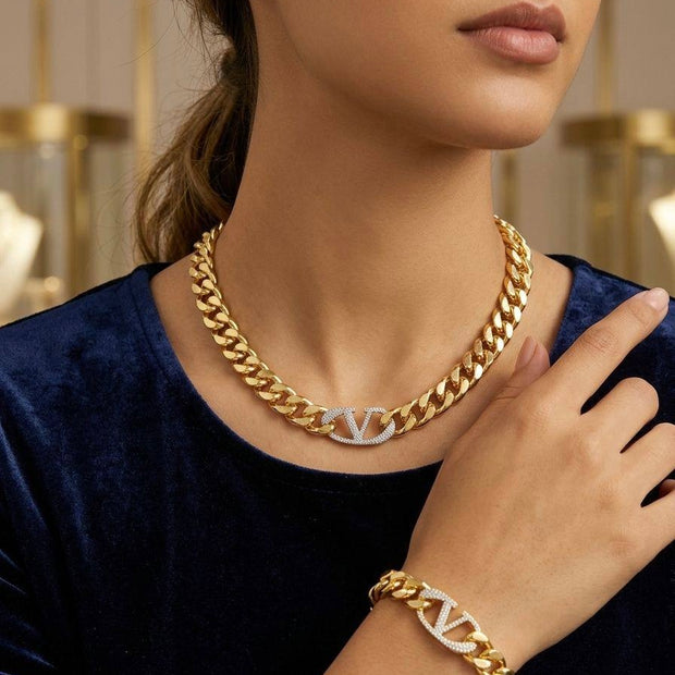 Set bracelet+ necklace gold plated