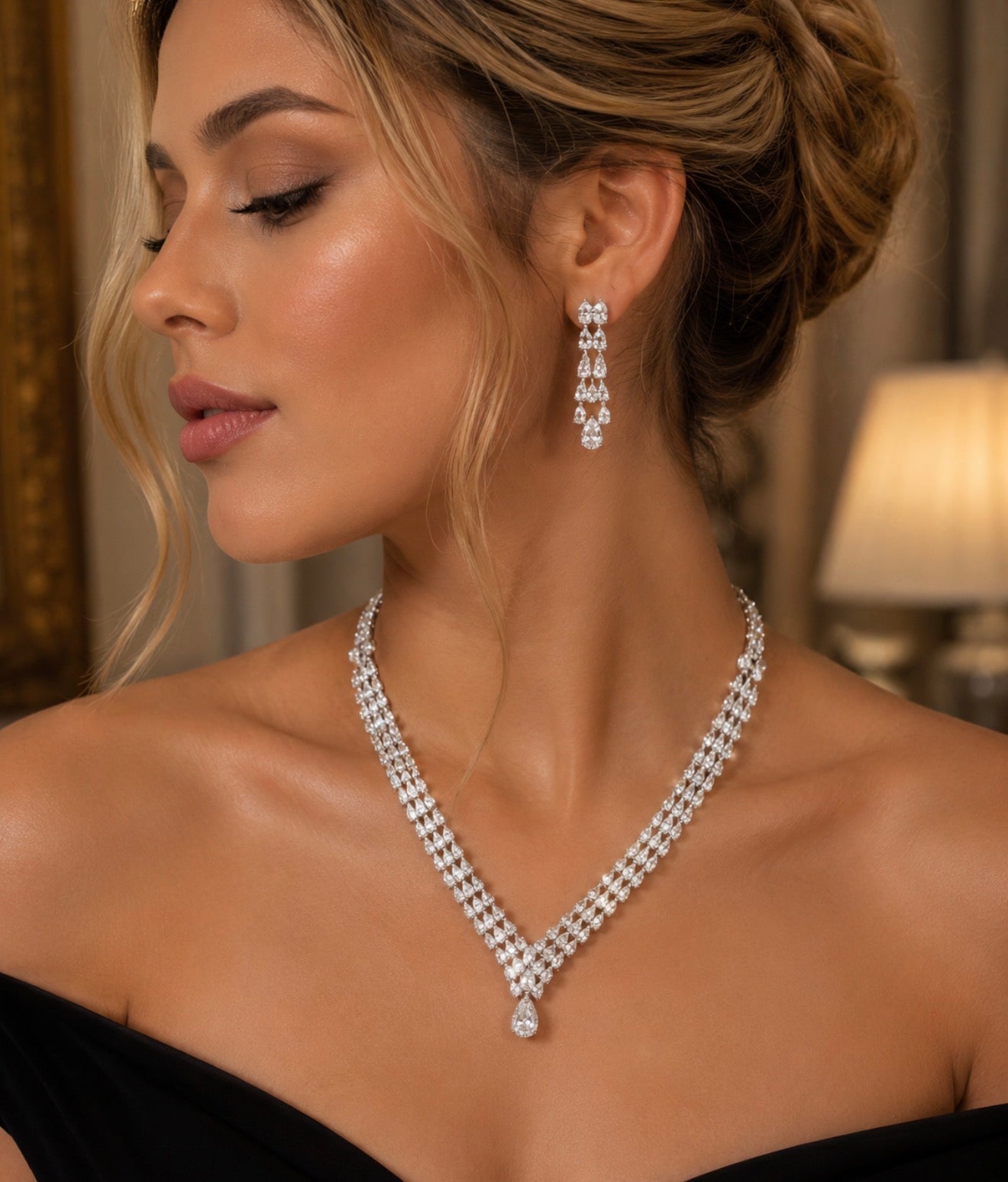Set occasion (zircon earring + necklace)