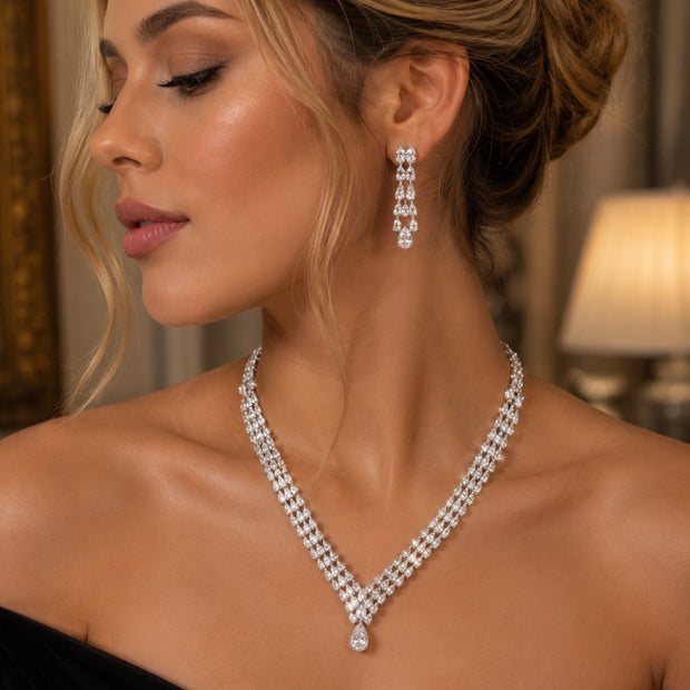 Set occasion (zircon earring + necklace)