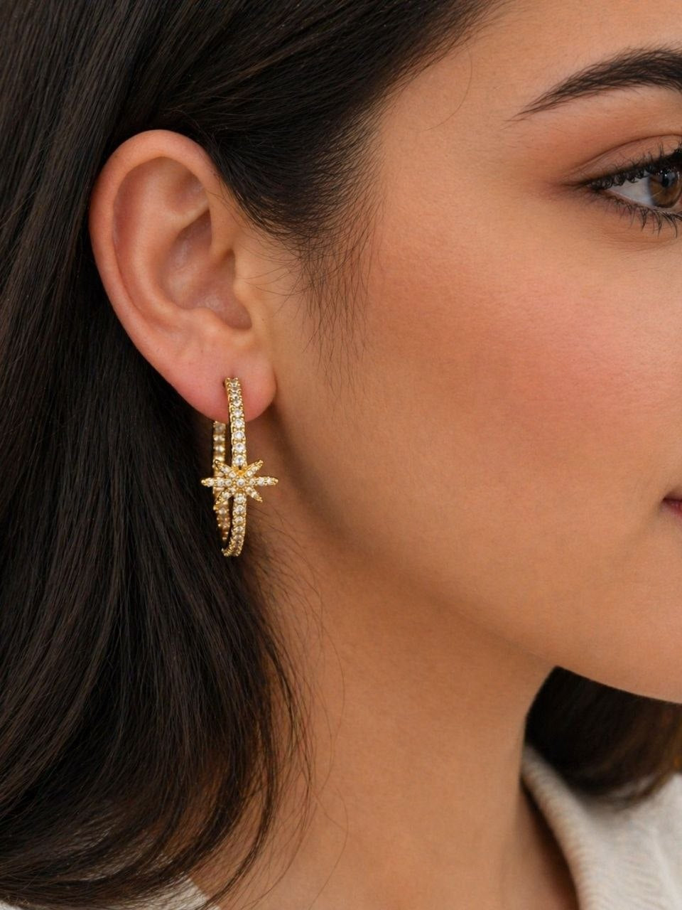 Earring star gold plated
