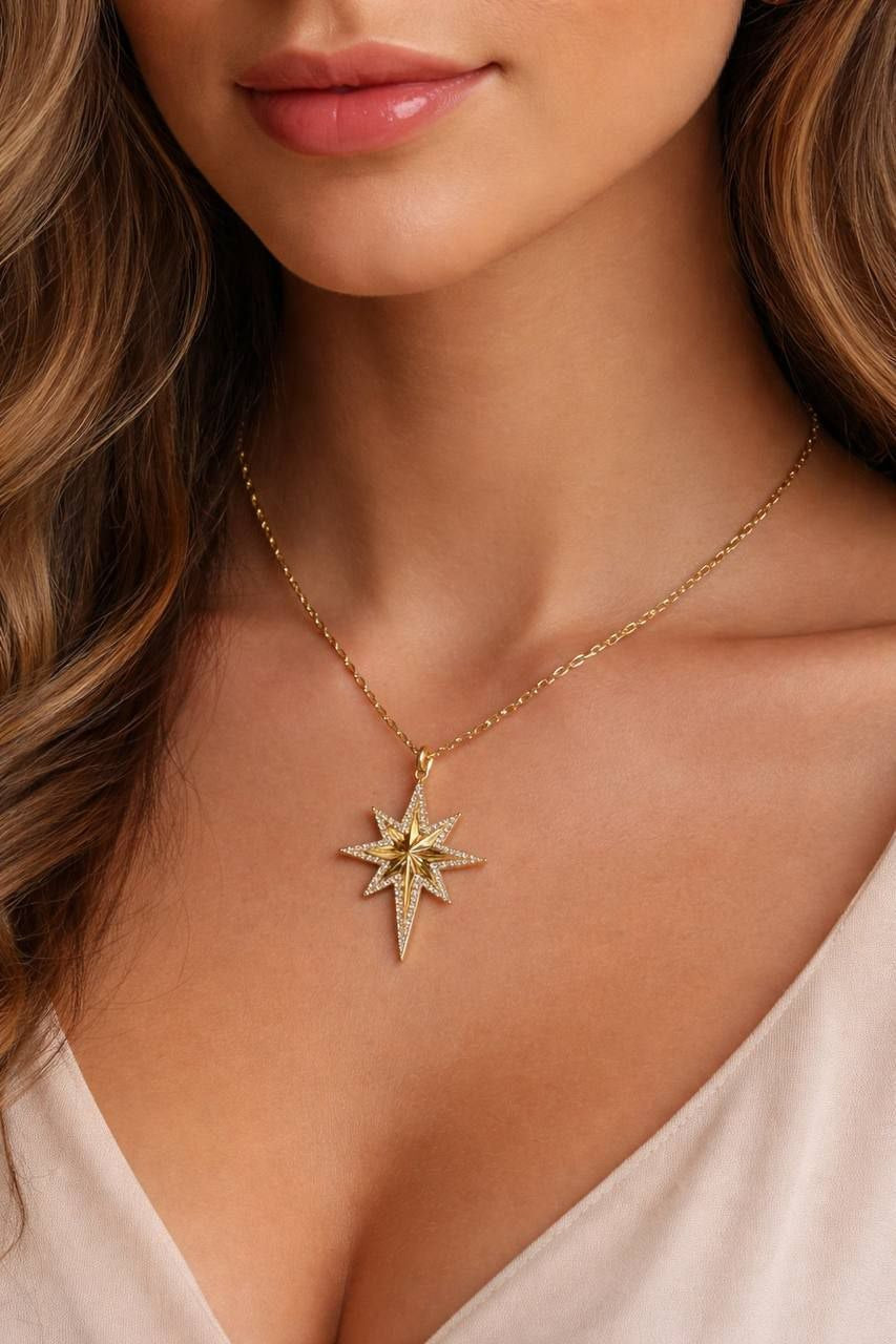 Necklace star Gold plated 18k